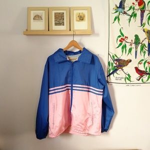 Vintage Pink and Blue Striped Windbreaker